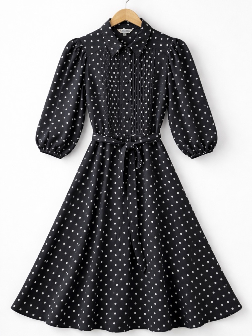 Nanette Lepore Polka Dot Midi Dress Puff Sleeve Belted Size 4
